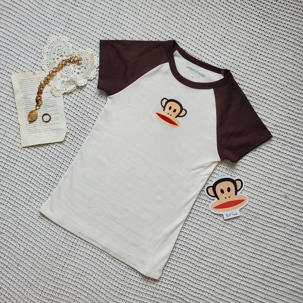 Brand new paul frank embroidered brown and white tee
